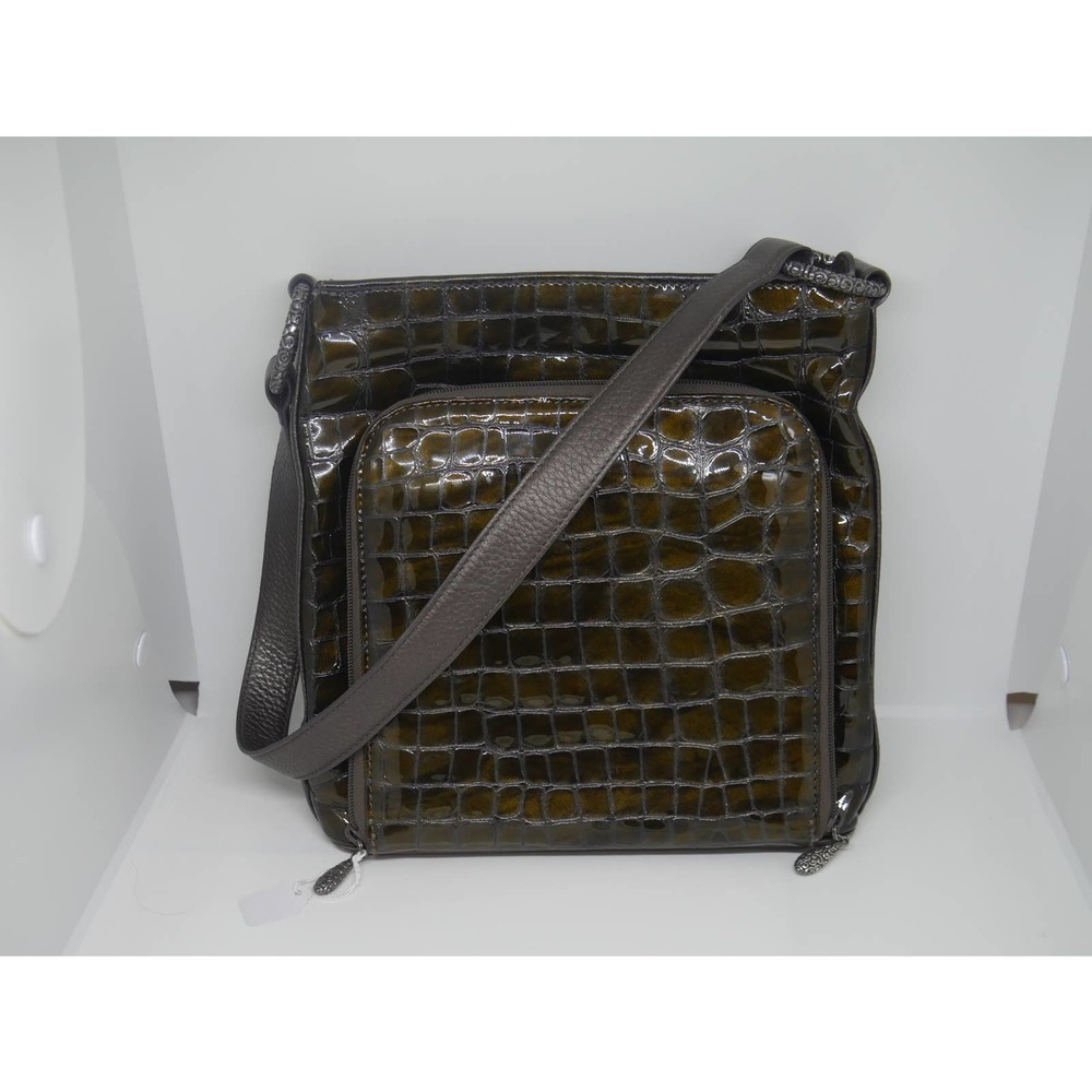 Brighton Faux Crocodile Patent Leather Shoulder Bag